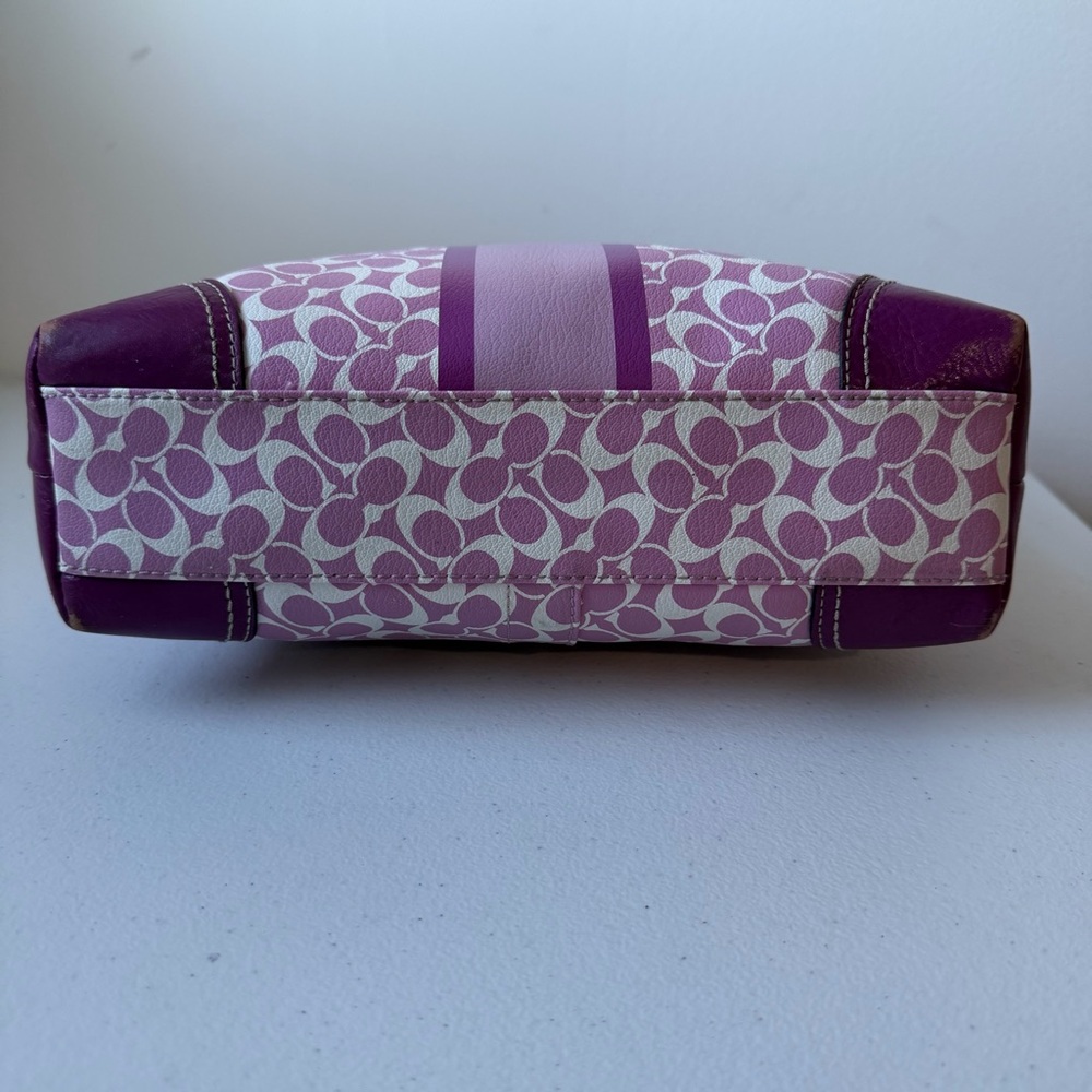 COACH | Heritage Chelsea Signature Logo Tote Bag Purse Purple Pink White F15137 - Picture 14 of 16